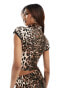 Фото #3 товара ASOS DESIGN co-ord mandarin collar top with cut out in animal leopard print