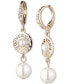 ფოტო #1 პროდუქტის Gold-Tone Pavé, Imitation Pearl & Logo Double Drop Earrings