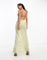 ASOS DESIGN embellished bodice satin cami maxi dress in khaki