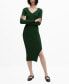 ფოტო #1 პროდუქტის Women's Ribbed V-Neck Dress