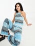 Only high neck vest top co-ord in blue glitter chevron print