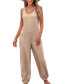 ფოტო #1 პროდუქტის Women's Beige Sleeveless Tapered Leg Pocket Jumpsuit