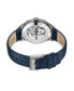 ფოტო #3 პროდუქტის Men's Automatic Blue Genuine Leather Strap Watch 42mm