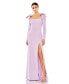 ფოტო #2 პროდუქტის Women's Ieena Empire Long Sleeve Bow Shoulder Slip Gown