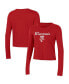 ფოტო #1 პროდუქტის Women's Red Wisconsin Badgers Vault Cropped Long Sleeve T-shirt