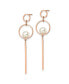 Stainless Steel Rose Plated Imitation Pearl Dangle Earrings