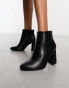 Yours Wide Fit heeled pointed ankle boots in black