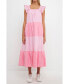 Фото #1 товара Women's Ruffle Detail Colorblock Midi Dress