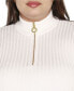 Фото #4 товара Black Label Plus Size Mock Neck Zip Front Ribbed Short Sleeve Sweater