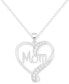 ფოტო #1 პროდუქტის Diamond Mom Heart 18" Pendant Necklace (1/10 ct. t.w.) in Sterling Silver