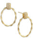ფოტო #3 პროდუქტის Diamond Oval Twist Doorknocker Drop Earrings (1/5 ct. t.w.) in 14k Gold-Plated Sterling Silver