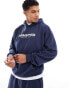 Abercrombie & Fitch – Mix & Match – Kapuzenpullover aus French Terry in Dunkelblau mit Logostickerei und Kettenstich