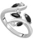 ფოტო #1 პროდუქტის Onyx & White Topaz (1/6 ct. t.w.) Marquise Bypass Ring in Sterling Silver