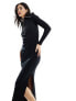 Фото #7 товара Miss Selfridge zip up long sleeve midi dress in black
