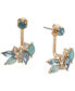 Gold-Tone Cubic Zirconia & Crackled Stone Front-to-Back Earrings
