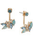 ფოტო #1 პროდუქტის Gold-Tone Cubic Zirconia & Crackled Stone Front-to-Back Earrings