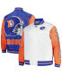 ფოტო #1 პროდუქტის Men's White Distressed Denver Broncos Team Burst Warm-Up Full-Zip Jacket