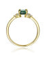 ფოტო #2 პროდუქტის Sterling Silver 14k Yellow Gold Plated with Emerald & Cubic Zirconia Solitaire Cluster Anniversary Engagement Ring