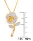 ფოტო #2 პროდუქტის Diamond Accent Rose Flower Pendant 18" Necklace in Gold Plate