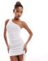 Фото #1 товара Murci exclusive textured one shoulder ruched mini dress in white