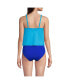 Women's Chlorine Resistant One Piece Scoop Neck Fauxkini Swimsuit