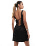 Фото #1 товара ASOS DESIGN low back satin mini dress with ties in black