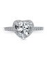 ფოტო #2 პროდუქტის Classic Romantic 3CT AAA CZ Solitaire Heart Shaped Engagement Ring For Women Thin Pave Cubic Zirconia Band Promise Ring .925 Sterling Silver
