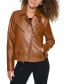 ფოტო #1 პროდუქტის Petite Faux-Leather Asymmetric Moto Coat, Created for Macy's