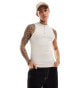 ASOS DESIGN muscle fit vest with henley neck in stone