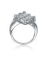 Фото #2 товара Sterling Silver White Gold Plated Square & Clear Cubic Zirconia Fashionista Ring
