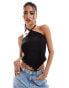 Фото #1 товара ASOS DESIGN textured halter hanky top in black