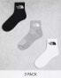 The North Face Simple Dome 3 pack logo ankle socks in white grey and black M - фото #2