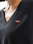 Levi's 2 pack v neck t-shirts with small logo in white black