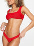 Фото #5 товара Free Society crinkle high leg bikini bottom in red