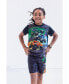 ფოტო #2 პროდუქტის Boys Pullover Pajama Shirt and Shorts Sleep Set to Grave Digger El Toro Loco Megalodon