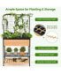 59" Raised Wooden Garden Bed with Metal Trellis Open Storage Shelves Drain Holes