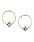14K Gold-tone Diamond Shape Crystal Hoop Stainless Steel Post Small Earrings