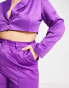 Extro & Vert Plus super wide leg trousers in winter plum satin co-ord