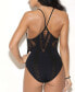 Women's Ginger 1 Piece Seamless Halter Teddy with Shredded Cut-Outs Lingerie