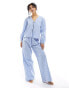 Luna oversized pyjama top co-ord with tie details in blue gingham