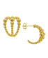 Gold Plated Beaded Multi Row C Hoop Earrings