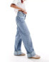 Фото #9 товара ASOS DESIGN wide leg dad jeans with turn up in light blue