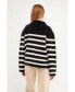 Фото #5 товара Women's Striped Half-Zip Sweater