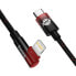 Kątowy kabel przewód Power Delivery z bocznym wtykiem USB-C Iphone Lightning 1m 20W czerwony