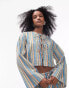 Topshop co-ord seersucker striped tie front beach top multi