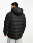 Threadbare puffer jacket with hood in black