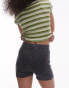 Topshop acid wash rib knicker short in charcoal