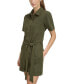 Women's Button-Front Tie-Waist Twill Romper