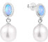 Luxury earrings with real baroque pearl and synthetic opal JL0583