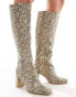 Bershka snakeskin effect calf length boots Бежевый, 38 - фото #3